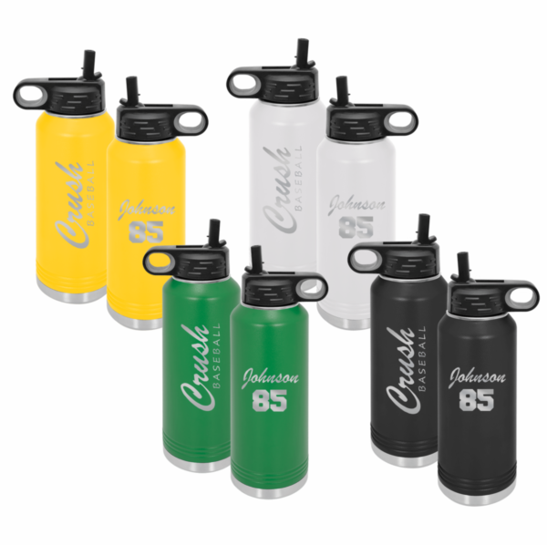 Crush 40oz Insulated Water Bottle - Laser Engraved Design I